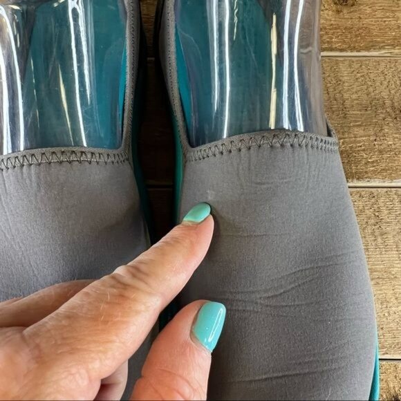 Crocs Duet Busy Day Skimmer Slip On Gray & Turquoise Sneaker Sz 8 - Picture 11 of 11